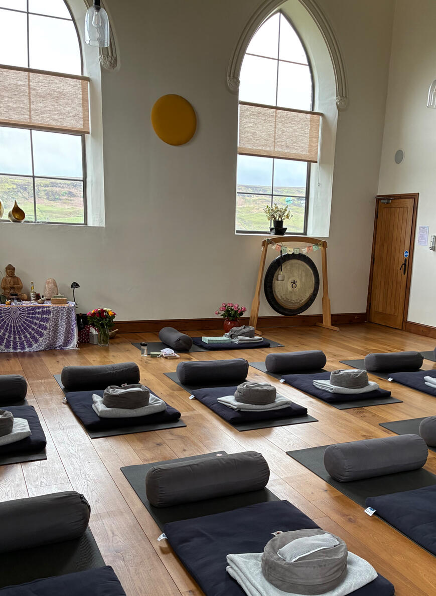 Yoga studio Photo of mats and yoga equipment